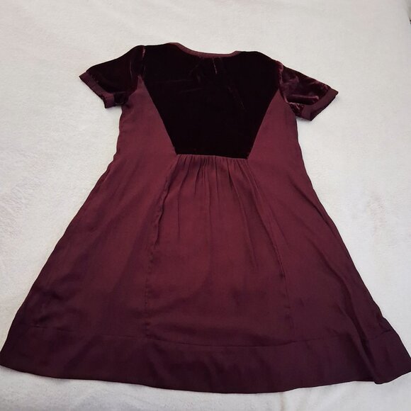Anthropologie Maeve Women's Size Small Plum Burgundy Velvet Tunic Dress - Picture 11 of 15